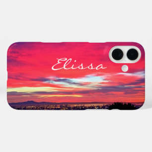 Coques iPhone 16 Plus Hot Pink Blue California Sunset Nom du script