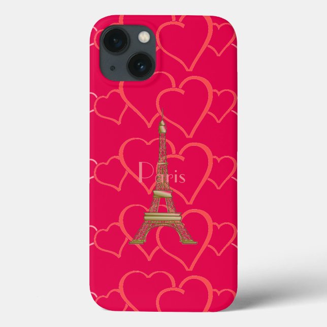 Coques Case-Mate iPhone Hot Pink, I Love Paris (Verso)