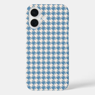 Coques iPhone 16 Houndstooth Blue+Cream Rpt Motif