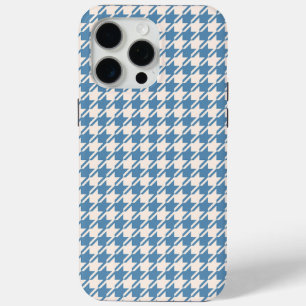Coque iPhone 15 Pro Max Houndstooth Blue+Cream Rpt Motif