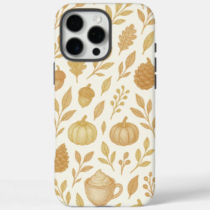 Coques iPhone 16 Pro Max Housse de téléphone élégante en or pour l'automne