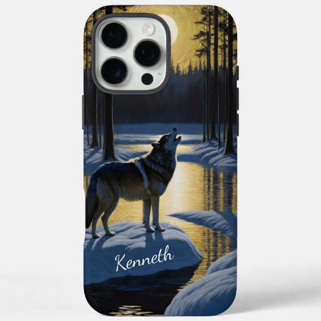 Coques Case-Mate iPhone Howling Wolf Under Pleine lune par Frozen River (Verso)