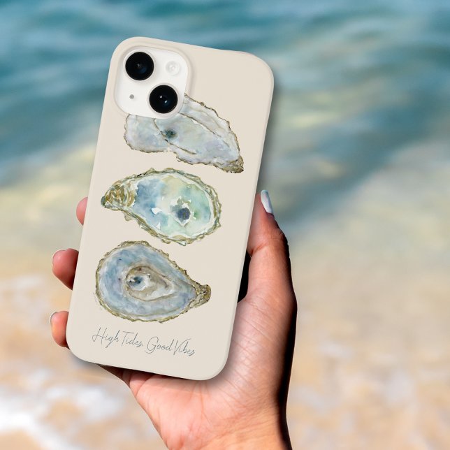 Coques Case-Mate iPhone Huître aquarelle "High Tides, Good Vibes" (Créateur téléchargé)