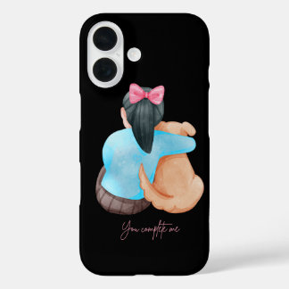 Coques iPhone 16 Human & Dog Back View – Minimalist iPhone Case