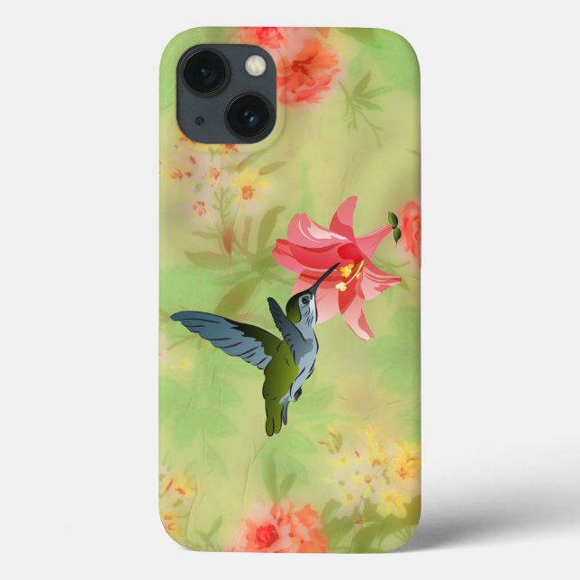 Coques Case-Mate iPhone Hummingbird and Pink Lily on Floral (Verso)