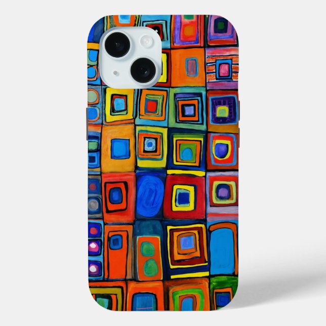 Coques Case-Mate iPhone Hundertwasser Inspiré Des Carrés Vibrants (Verso)