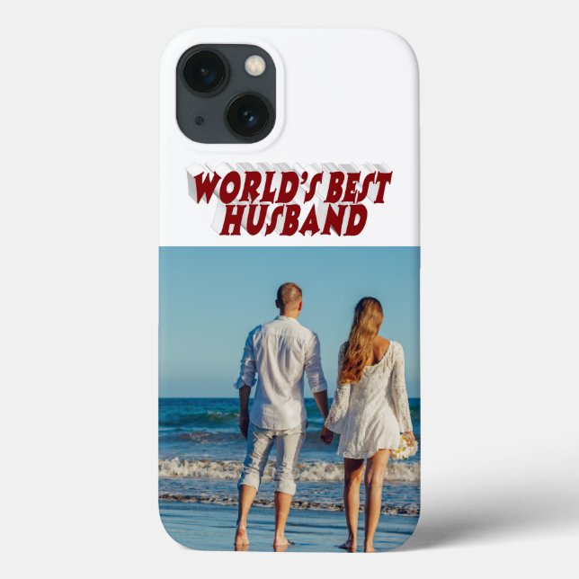 Coques Case-Mate iPhone Husband Photo with burgundy text  (Verso)