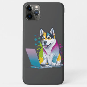 Case-Mate iPhone Case Husky Chig Computer Rainbow Watercolor Tech Savvy