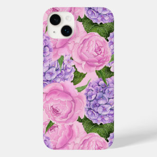 Coque Pour iPhone 14 Plus Hydrangea et motif de pivoine