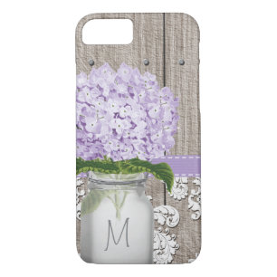 Coque iPhone 7 Hydrangea Monogramme Mason Jar