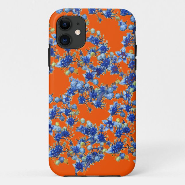 Coques Case-Mate iPhone hydrangea orange et bleu (Dos)