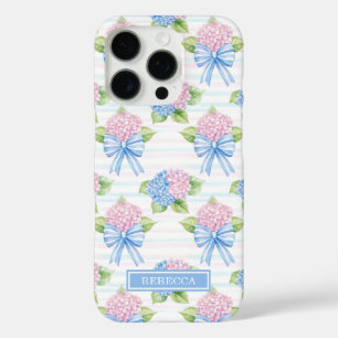Coques iPhone 16 Pro Hydrangeas Bleus et Roses