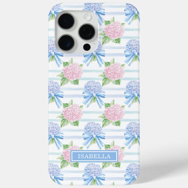 Coques Case-Mate iPhone Hydrangeas Rayés Rose et Bleu (Verso)