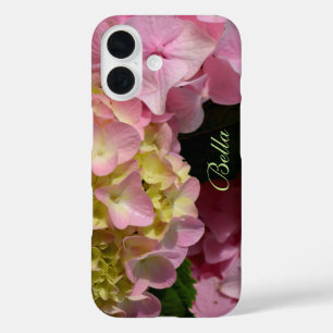 Coques iPhone 16 Hydrangées roses et crème