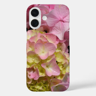 Coques iPhone 16 Hydrangées roses et crème