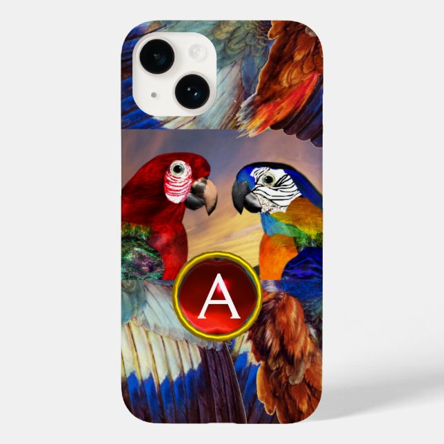 COQUES Case-Mate iPhone HYPER PARROTS /ROUGE ET BLEUE ARA GEMSTONE MONOGRA (Verso)