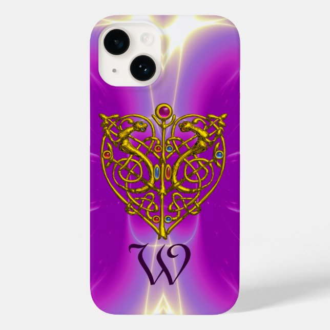 Coques Case-Mate iPhone HYPER VALENTINE MONOGRAM rose Fuchsia violet (Verso)