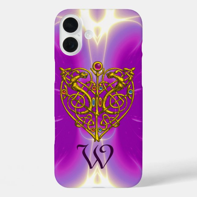 Coques Case-Mate iPhone HYPER VALENTINE MONOGRAM rose Fuchsia violet (Verso)