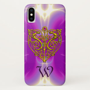 Coque iPhone X HYPER VALENTINE MONOGRAM rose Fuchsia violet
