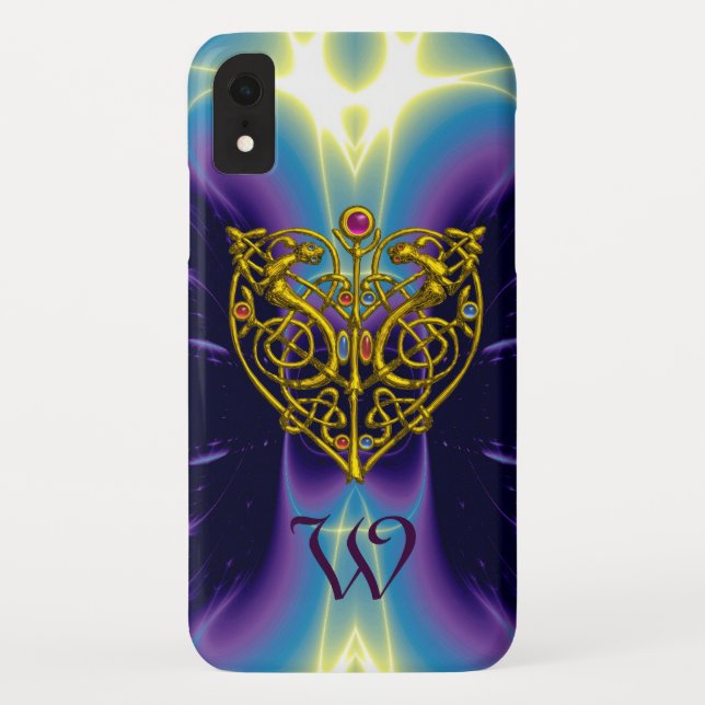 Coques Case-Mate iPhone HYPER VALENTINE MONOGRAMME Bleu pourpre (Dos)
