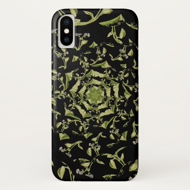 Coques Case-Mate iPhone Hypnose de nature verte et noire fractale (Dos)