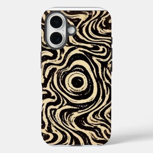 Coques Case-Mate iPhone Hypnotic Swirl Black & Cream Abstract Phone Case (Verso)