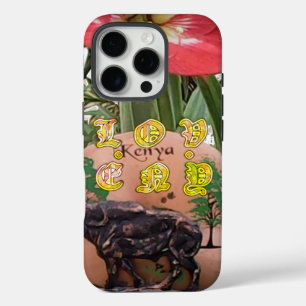 Coques iPhone 16 Pro I (Coeur) Kenya Buffalo Patch/Print