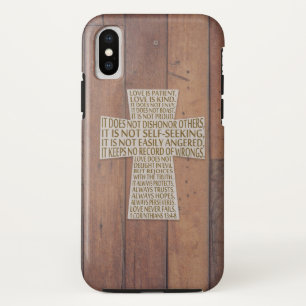 Case-Mate iPhone Case I Corinthiens 13 Chapitre de l'amour Croix Bois Ru