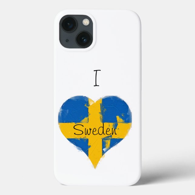 Coques Case-Mate iPhone I Heart Suède Peint Drapeau Suédois (Verso)