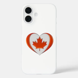 Coques iPhone 16 I Love Canada Coeur Drapeau Feuille d'érable non à