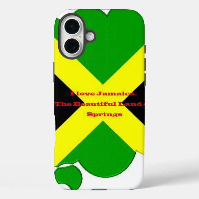 Coques Case-Mate iPhone I Love Jamaica Text on Flag Art Print (Verso)