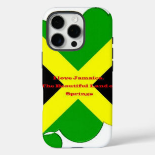 Coques iPhone 16 Pro I Love Jamaica Text on Flag Art Print