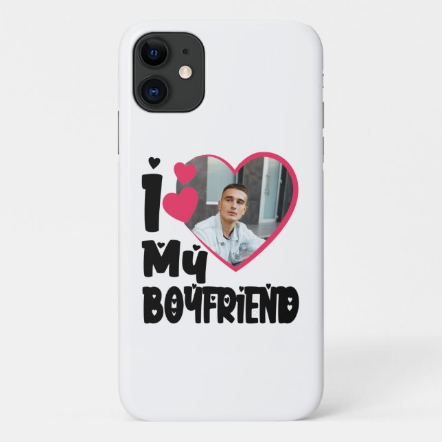 Coques Case-Mate iPhone I Love My Boyfriend Photo personnalisée (Dos)