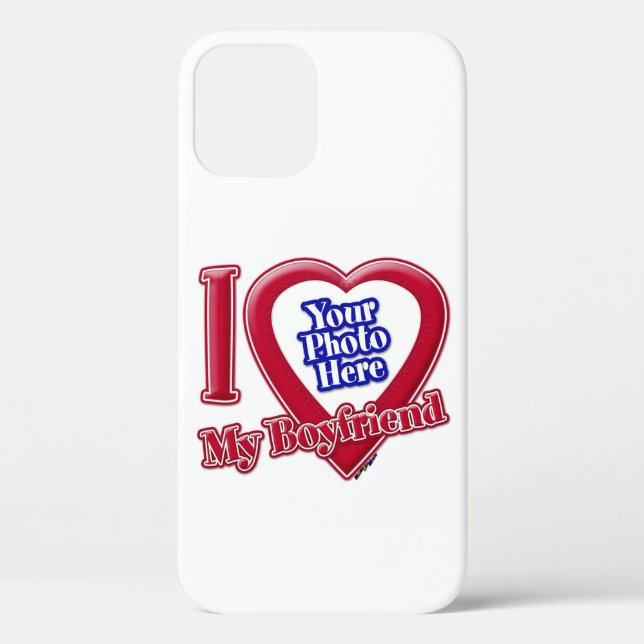 Coques Case-Mate iPhone I Love My Boyfriend Photo Red Heart (Verso)