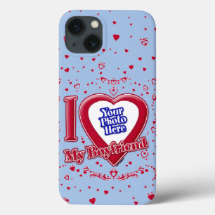 Case-Mate iPhone Case I Love My Boyfriend Photo Red Hearts Baby Blue