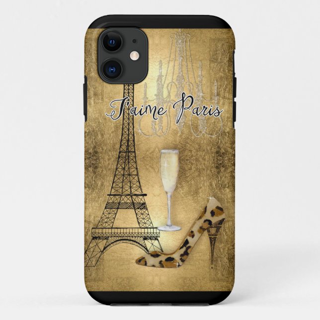 Coques Case-Mate iPhone I Love Paris Gold Leaf Tour Eiffel Chaussures (Dos)