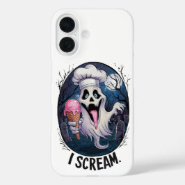 Coques iPhone 16 "I Scream" Funny Ghost Chef Halloween Ice Cream St