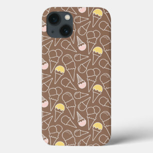 Coques Pour iPhone Ice Cream Cone Pattern on Brown