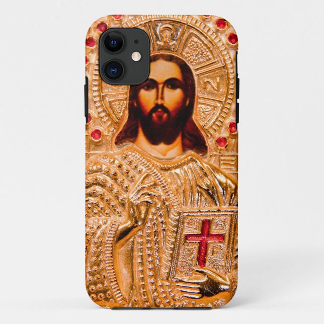 Coques Case-Mate iPhone Icône dorée de Jésus-Christ (Dos)