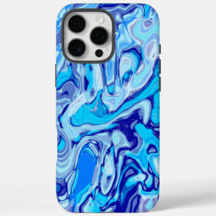 Coques iPhone 16 Pro Max Icy Deep Sea Blue Colorful Marbre Abstrait Liquide