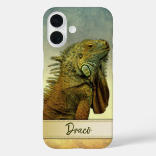 Coques iPhone 16 Iguana vert mignon personnalisée