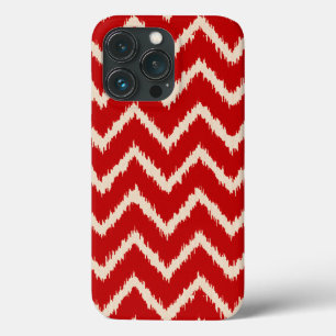 iPhone 13 Pro Case Ikat Chevrons - Chinois rouge et tan