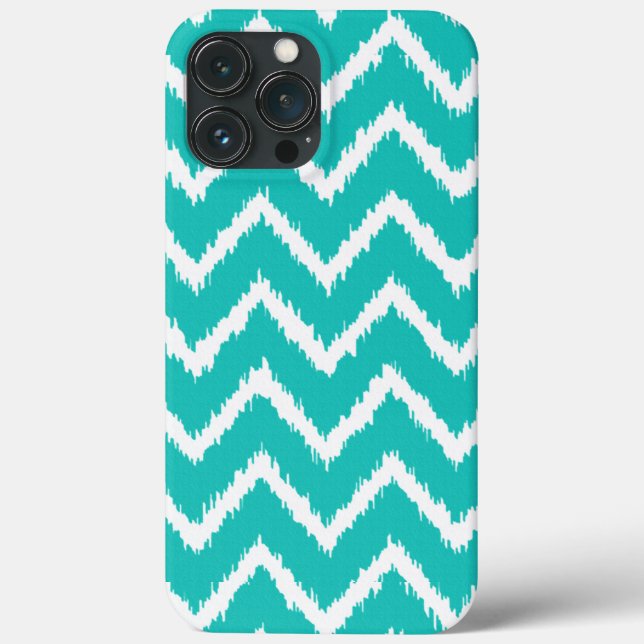 Coques Case-Mate iPhone Ikat Chevrons - Turquoise et blanche (Verso)