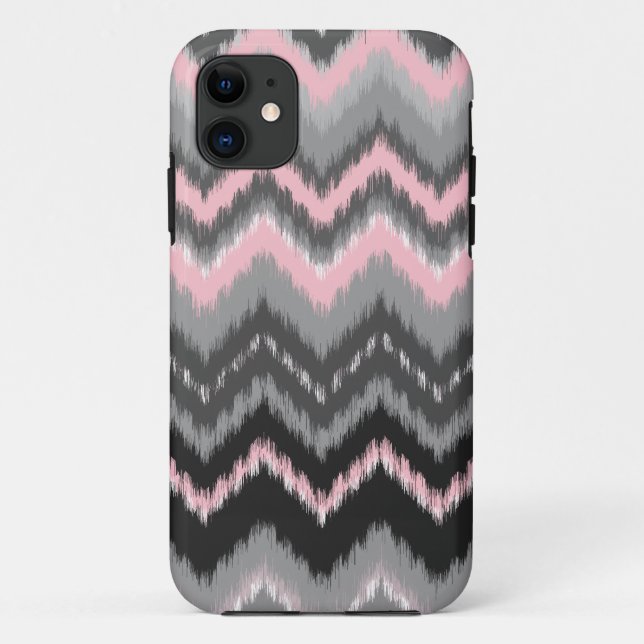 Coques Case-Mate iPhone Ikat rose et gris Chevron (Dos)