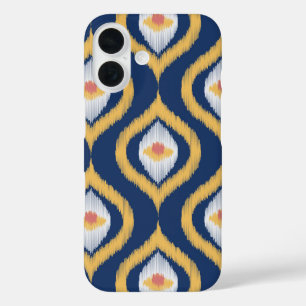 Coques iPhone 16 Ikat Series Ogee Blue