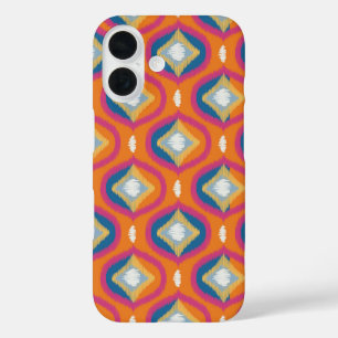 Coques iPhone 16 Ikat Series Ogee Blue-Orange