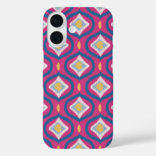 Coques iPhone 16 Ikat Series Ogee Orange Rose