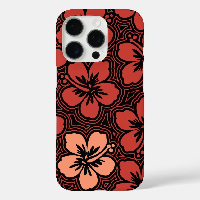 Coques Case-Mate iPhone Ile Floral Hawaii Hibiscus Rouge rayé (Verso)