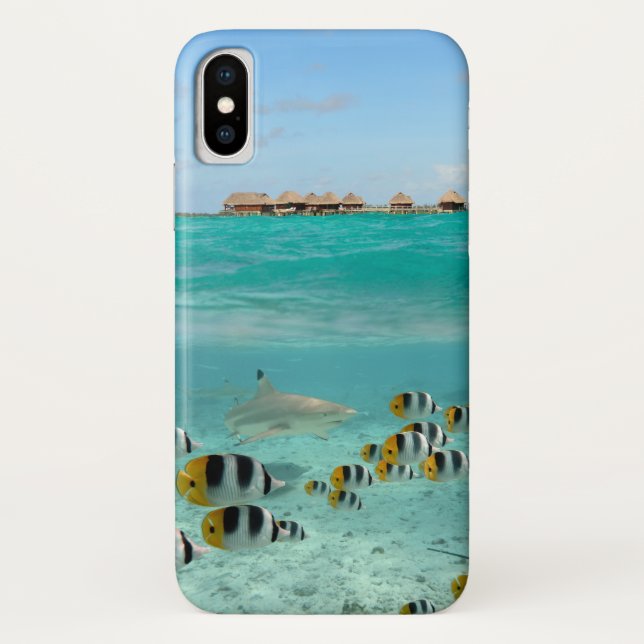 Coques Case-Mate iPhone Île tropicale avec le cas de l'iphone X de requin (Dos)