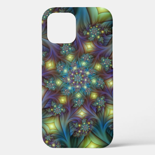 Coques Case-Mate iPhone Illuminé Abstrait brillant Turquoise violet Fracta (Verso)